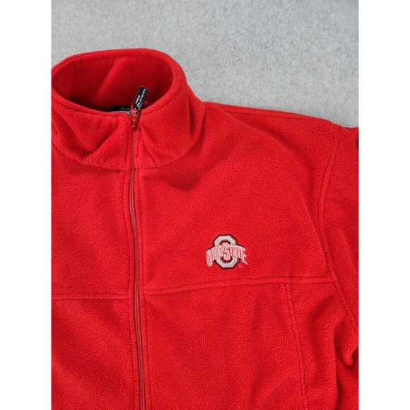 Ohio State Buckeyes Jacket Mens Large XL Red Fleece Full Zip‎ OSU Football Coat - Picture 2 of 14
